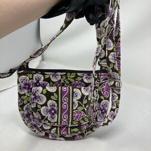 Vera Bradley Saddle Up Plum Petals Crossbody Bag Purse EUC VERY CLEAN 8.5x7"